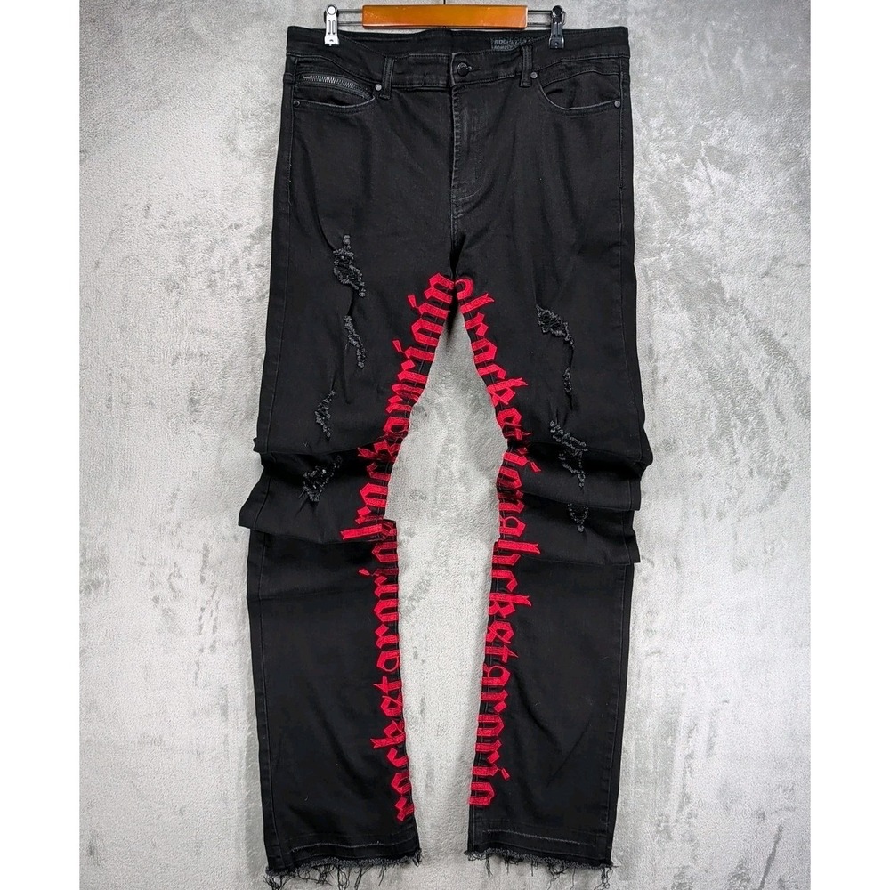 Rockstar Original Jeans Mens 38x45 Black RSM 225 Flare Denim Colette Distressed